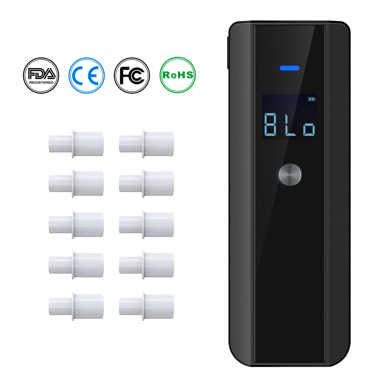 Alcohol Detector Breath Analyzer Semiconductor Sensor Portable Blowing Alcohol Inspection Tool LCD Display Sound Light Alarm