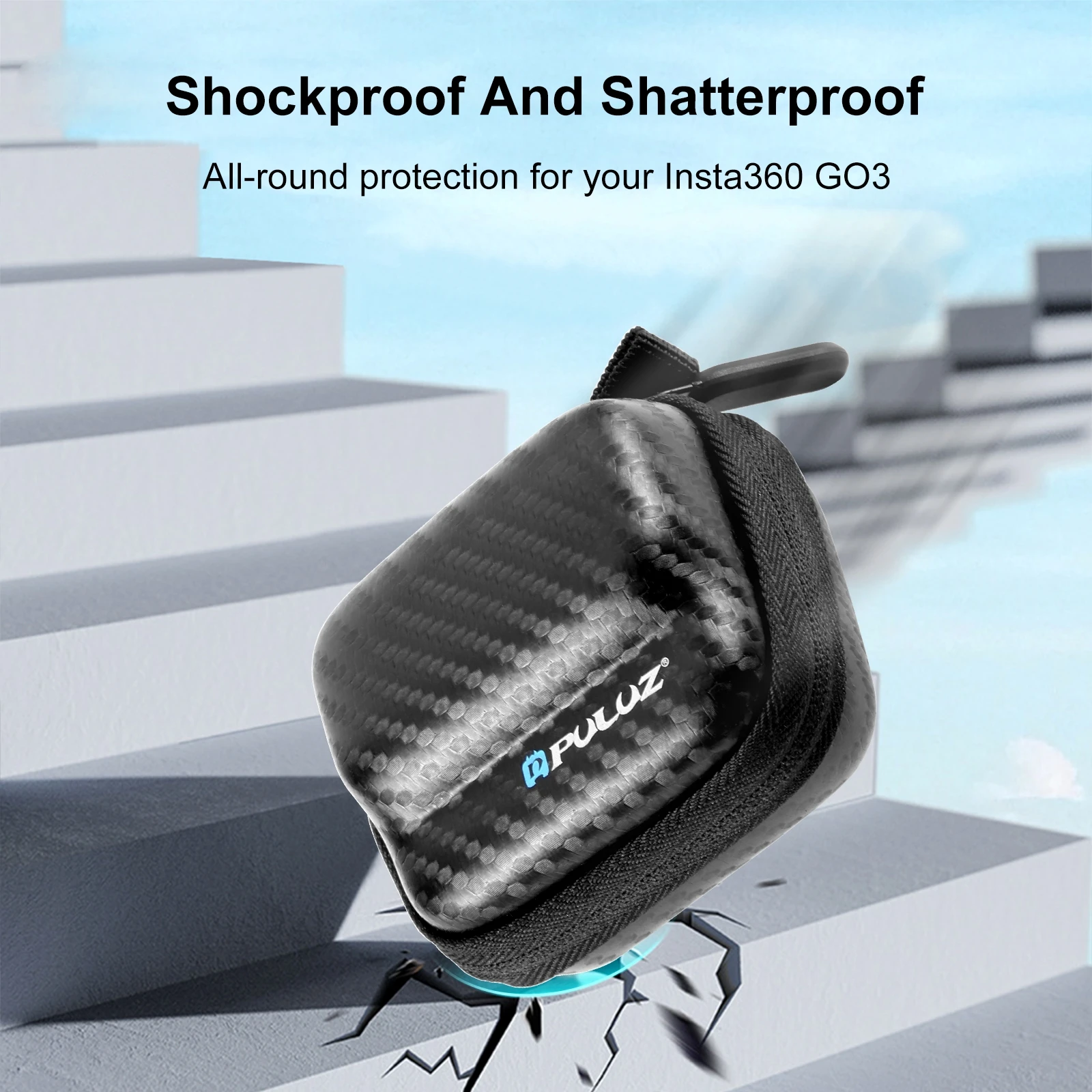 For Insta360 GO 3 / GO 3S PULUZ Mini Body Bag Portable Carbon Fiber EVA Storage Bag