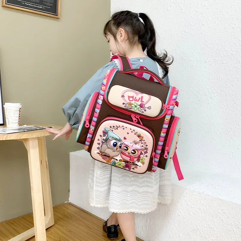 Newest 3D Cartoon Owl Kids School Bag for Girls Orthopedic Primary Schoolbag Folded Children School Bag for Boys Knapsack 3