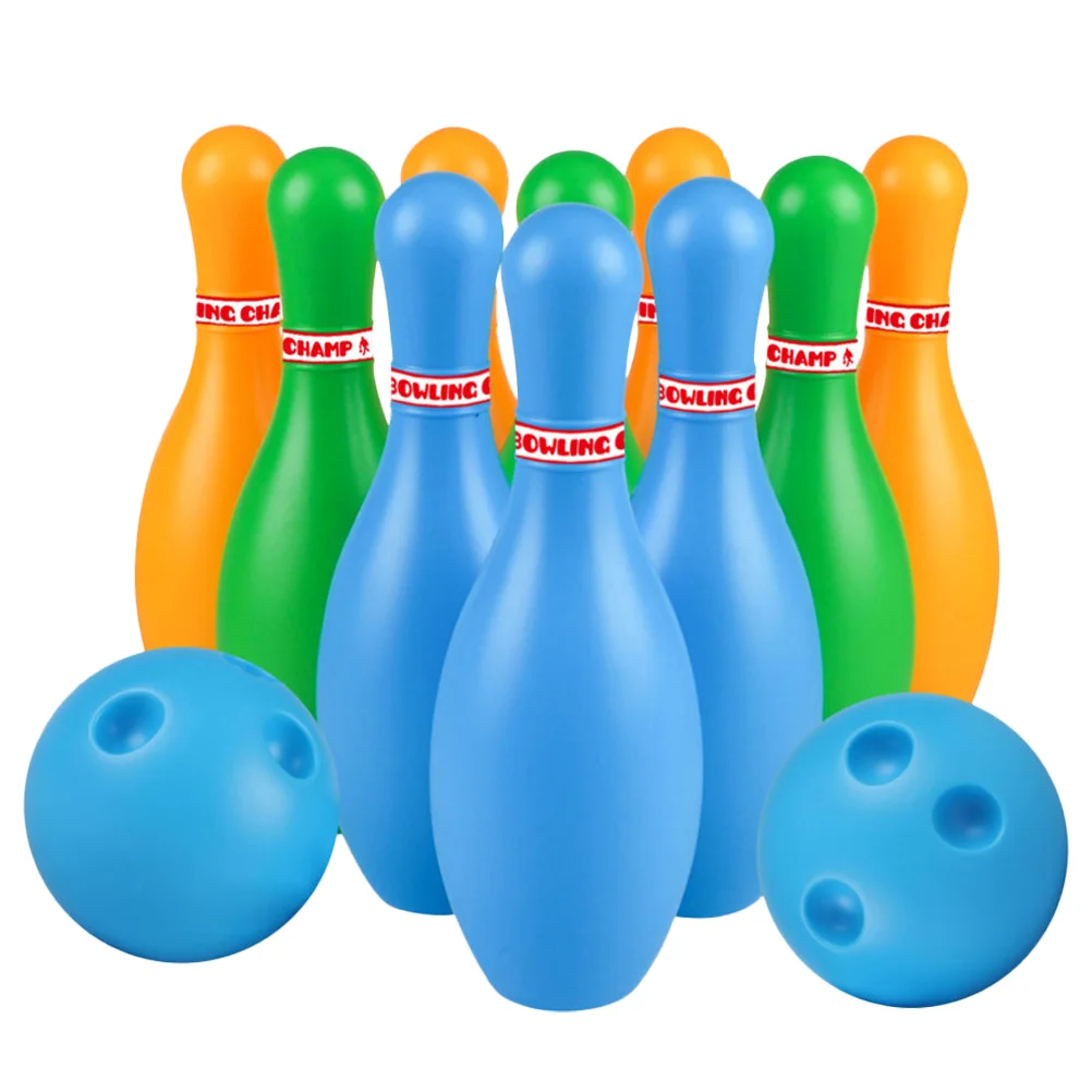 

Bowling Set Sports 18cm Kids Educational Toys Ball And Pins Bowling Toys Plastic Gutterball Funny Bowling (Random Color)