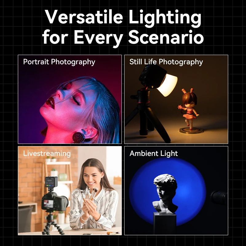 Ulanzi L3 RGB Video Light 2700-7000K CCT Bi-Color COB Video Lamp with Barndoor Snoot for Photography Camera Phone Accessories