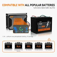 Contrôleur de charge solaire PWM PowMr 30A 60A 80A compatible avec les batteries 12V 24V 36V 48V, écran LED, USB 5V 2A max, PV 100V, fonctionnement silencieux 3