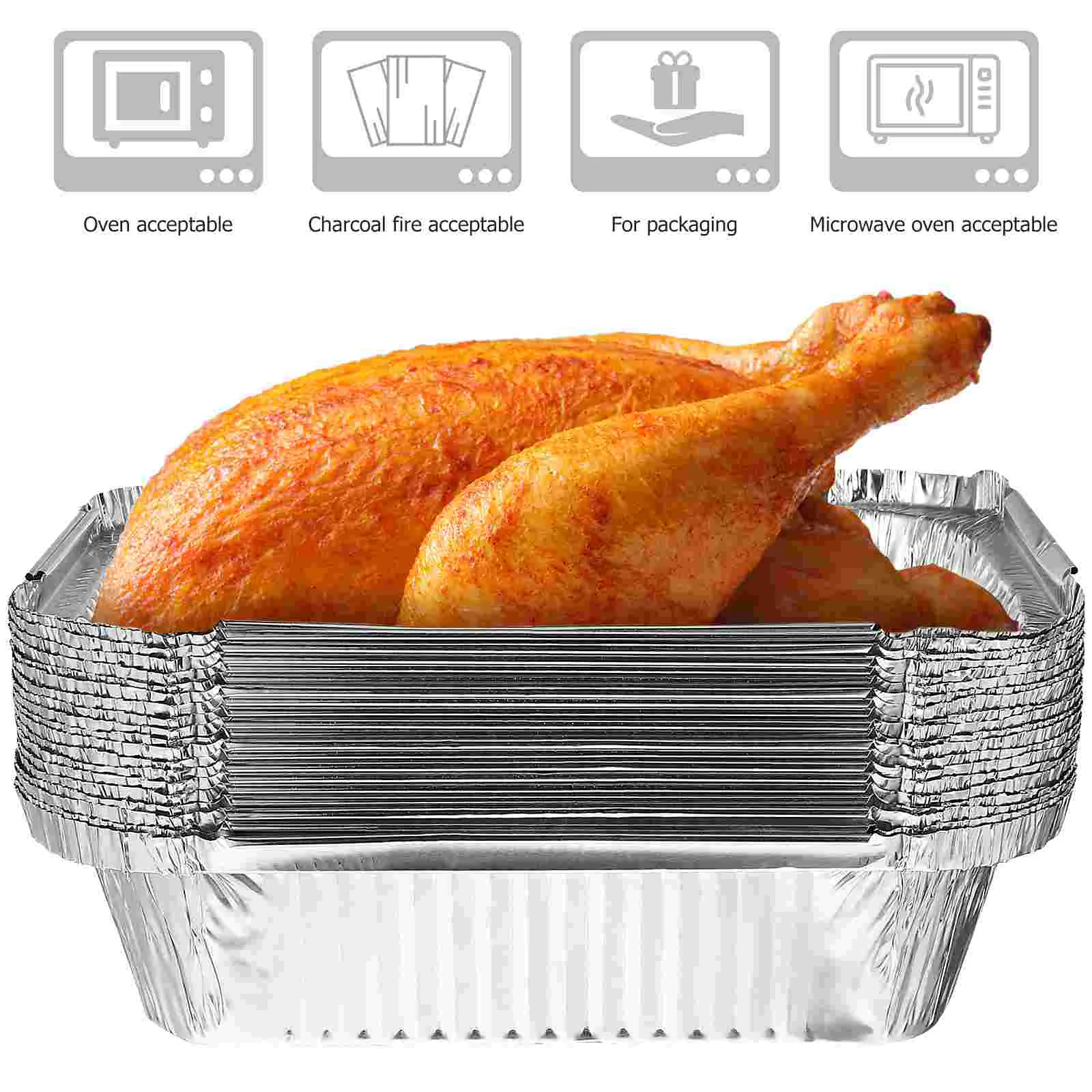 

700mlDisposable Foil Pans Aluminium Foil Trays Foil Food Trays Tin Foil Pans Containers for Oven Roasting Broiling Cooking