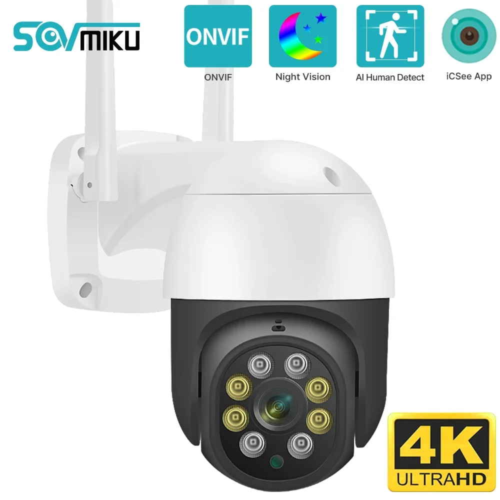 Telecamera Ptz Intelligente Da 8Mp 4K Zoom Digitale 5X Telecamera Di Sorveglianza Wifi Rilevamento Umano Visione Notturna Telecamera Ip Cctv Protezion