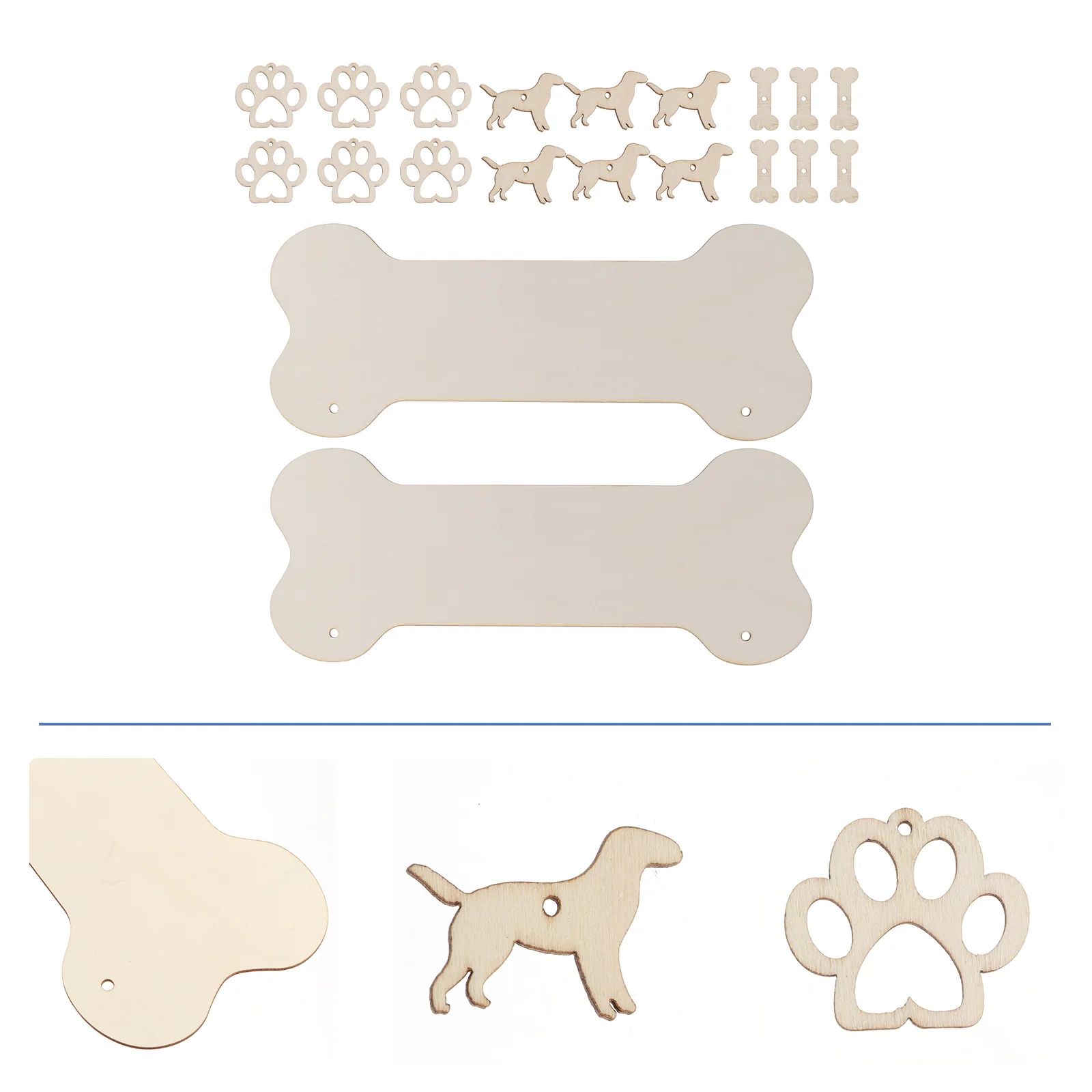 

20 Pcs Labels Dog Bone Pendant Blank Wood Sign Hollow Out Unfinished Plague Plaque