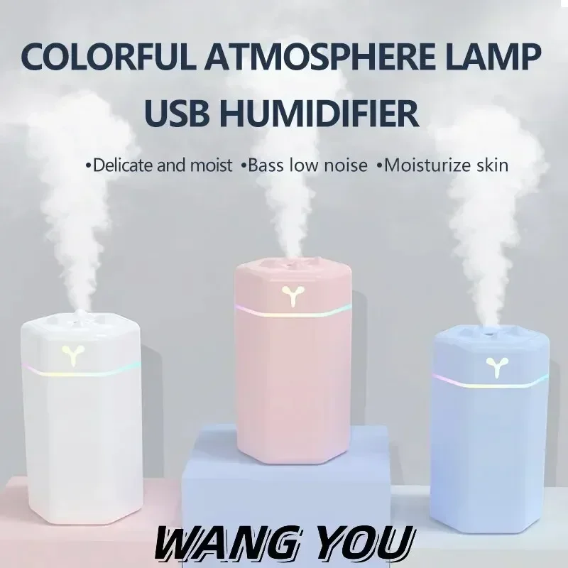 Compact USB-Powered Humidifier with LED Mood Lighting - Cool Mist Aroma Diffuser