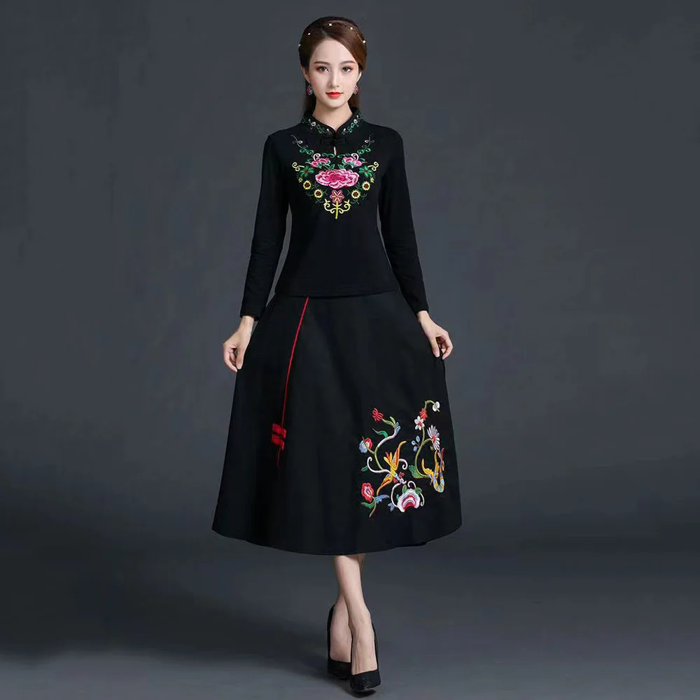 Chinese Style Clothing Women Hanfu Vintage Shirt Ethnic Tunic Patchwork Blouse and Top Women Ladies Chinese Tops
