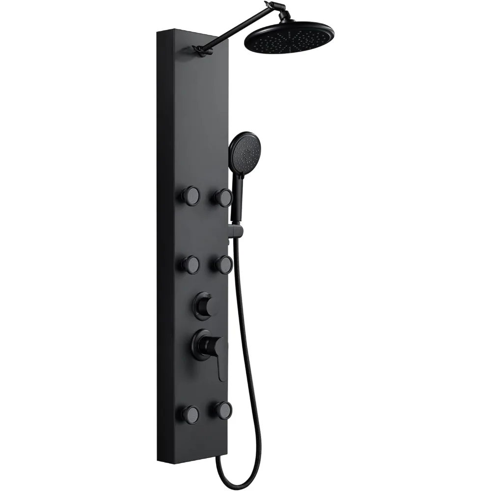 ROVOGO Shower Panel Tower System with Height Adjustable Shower Arm, Rain Shower, 6 Body Jets and Handheld
