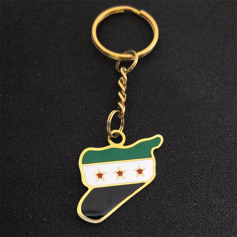 Rvs Syrië Kaart Vlag Hanger Sleutelhanger voor Vrouwen Mannen Goud Kleur/Zilver Kleur Charme Mode Syriërs Kaart Ketting sieraden  36