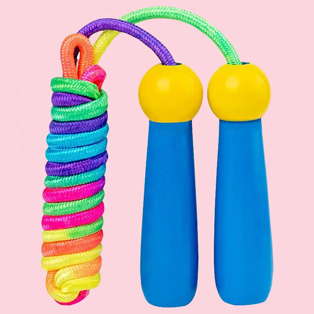 Children Skipping Rope Jump Rope Tangle Free Rapid Speed Jumping Striped Wooden Handle Adjustable Length Jump