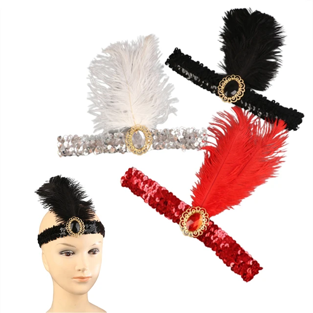 Fasce di piume Flapper paillettes Charleston accessori per abiti Costume  fascia per capelli copricapo donna donna gioielli per feste di moda -  AliExpress