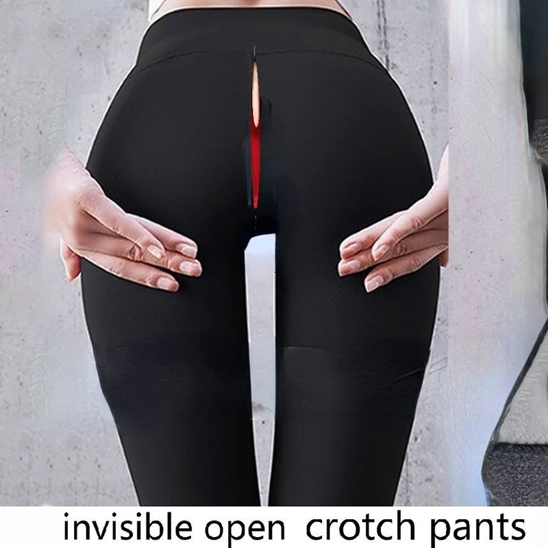 Invisible Zipper Open Crotch Tight Leggings Yoga Pants Plus Size High Waist Couples Outdoor Trousers 1 pcs women outdoor sex open crotch pants slim yoga open crotch double headed invisible zipper outdoor convenient service pants