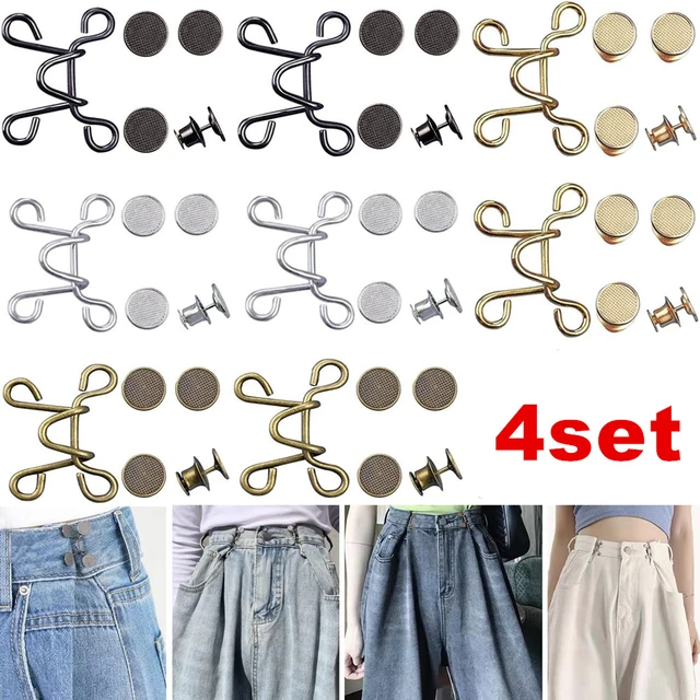 Épingles de pantalon amovibles en métal, boutons de jeans, boutons réglables,  clips de taille, boucles de vêtements, outils de couture gratuits, 3  ensembles - AliExpress