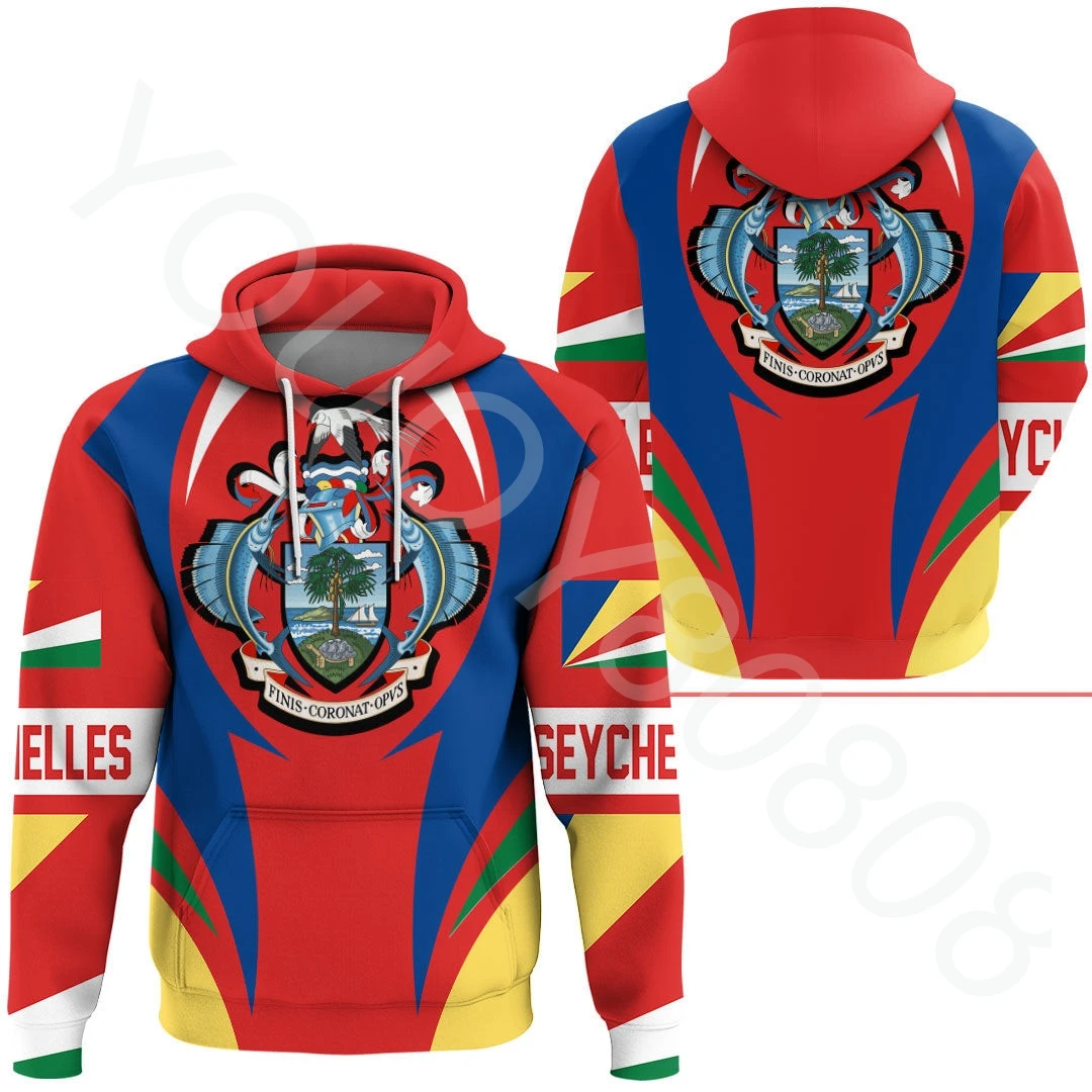 

African Region Sweater Men's Sweater Harajuku Sweatshirt Printing Seychelles Action Flag Hoodie Men's and Women's Clothing Tops
