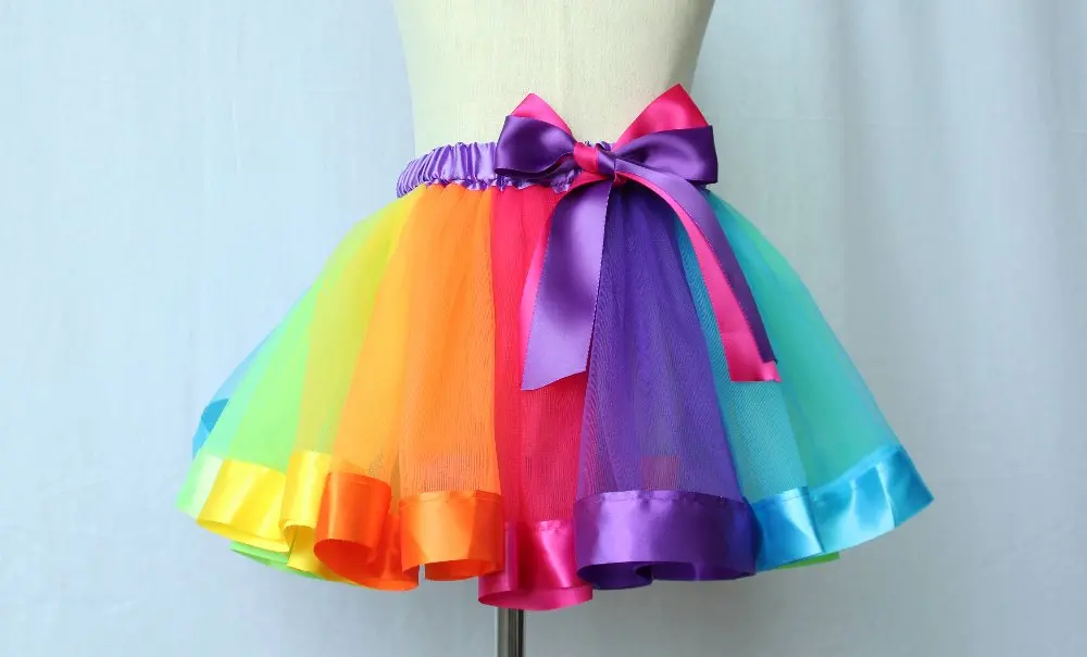 Kids Handmade Tutu Skirt Girls Rainbow Tulle Pettiskirt Dance Bubble Skirt 2-9T