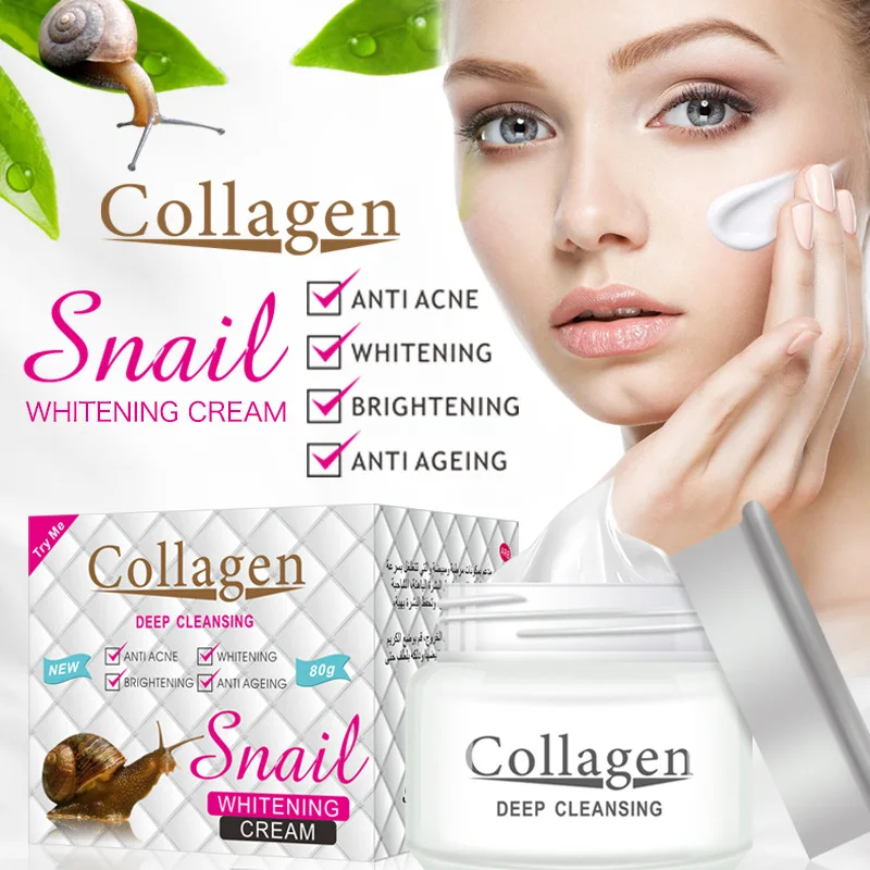 Snail Collagen Face Cream Moisturizing Face Skincare Creams Firming Brightening Hydrating Facial Cream Skin Care 1kg natural pure small particles seaweed algae collagen facial mask wholesale bulk hydrating moist shrink pores beauty skincare