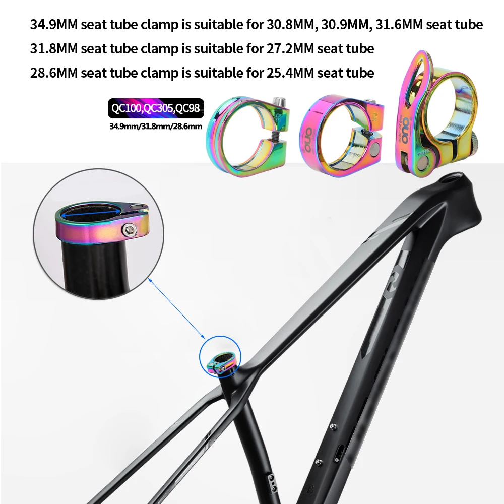 Colorful Saddle Clamp Bicycle Seat Post Clamp 28.6/31.8/34.9mm Seatpost Tube Rainbow Mtb Bike Piece bike seatpost clamp