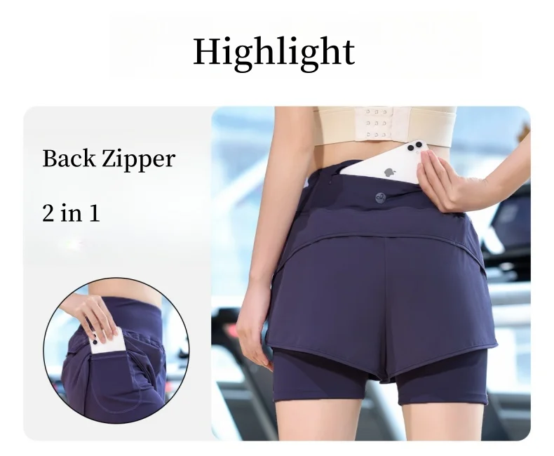 Description Picture 4 of itemDRUR Women Running Shorts 2 In 1 Quick Dry High Waist Summer Hiking Shorts With Pocket Lightweight Cycling Clothes Athletic Wear