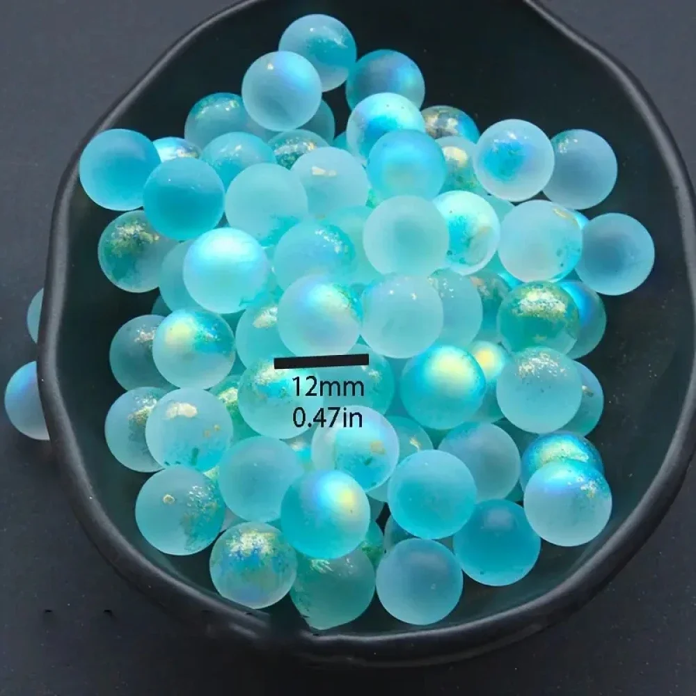 20pcs Round Ball 12mm Moon Light No Hole Sphere Lampwork Crystal Glass Loose Beads for Jewelry Making DIY Crafts Findings