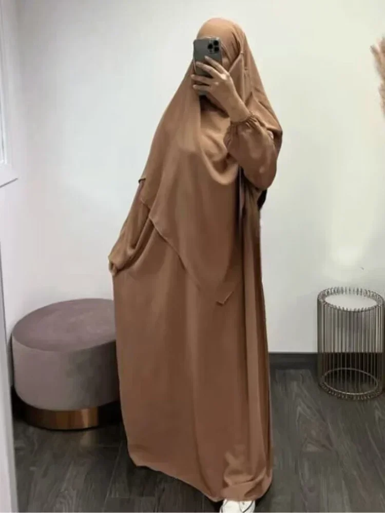 Ramadan Eid Abaya and Khimar Set 2 Piece Jilbab Matching Long Hijab Dress Muslim Prayer Clothes Woman Islamic Outfit Dubai Niqab