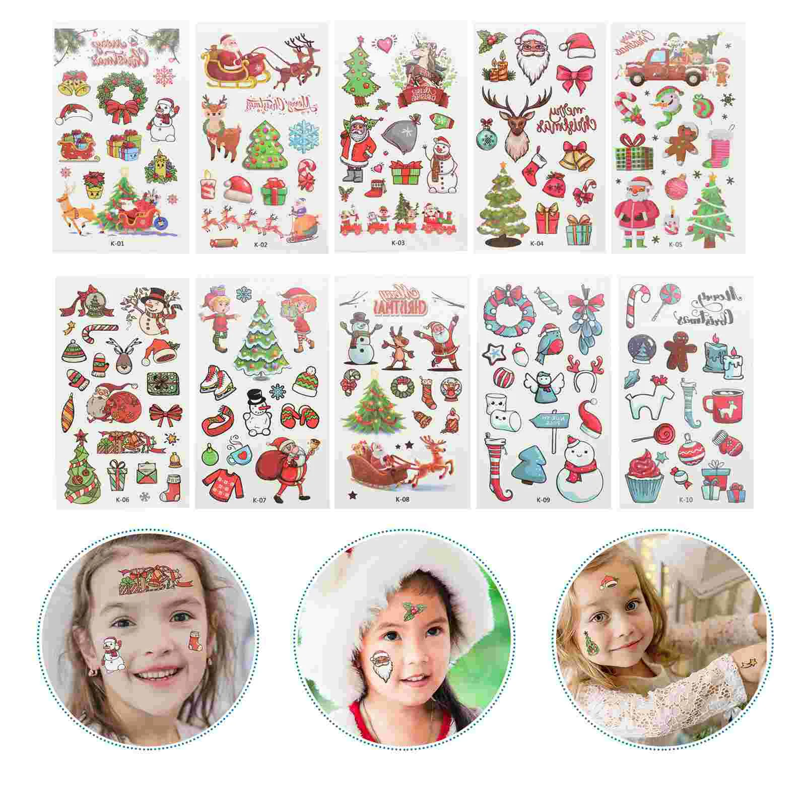 

40 наклеек-татуировок на Рождество для детей