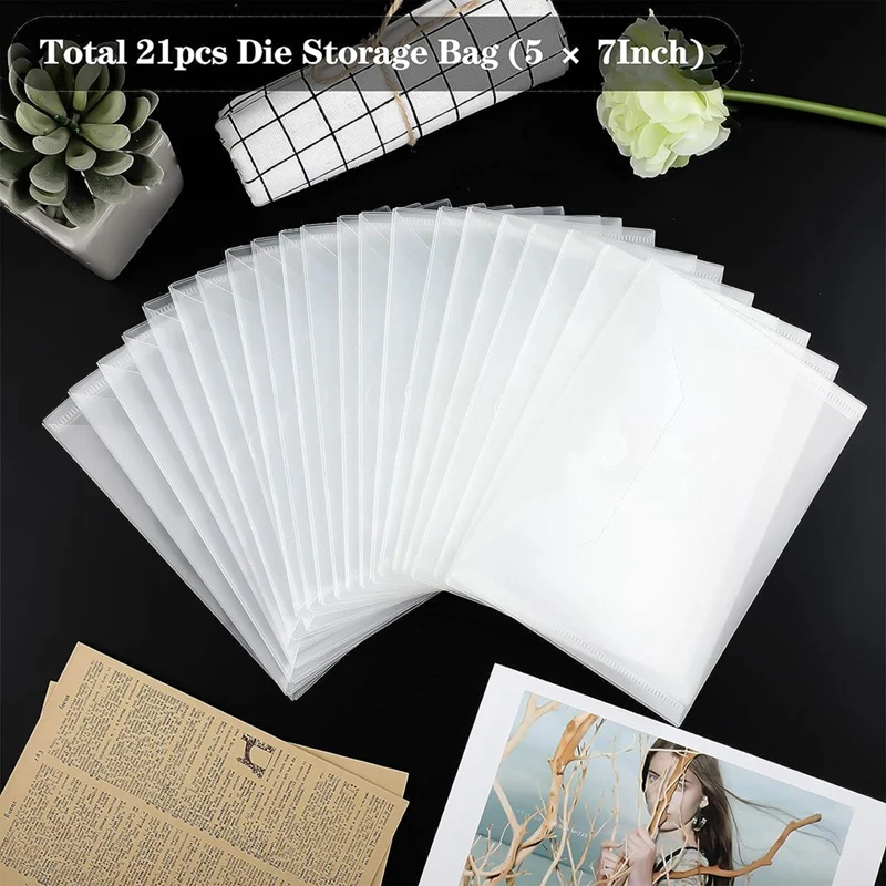 stamp die storage bag 21Piece Clear Stamp And Die Storage Pockets Die Cut Storage Bag Scrapbooking Envelopes (5 X 7 Inch)
