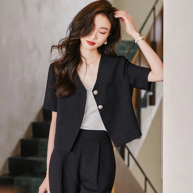 

Деловые профессиональные женские деловые костюмы с брюками и курткой, пальто, весна-лето, женские элегантные блейзеры, брючные костюмы, брючный комплект