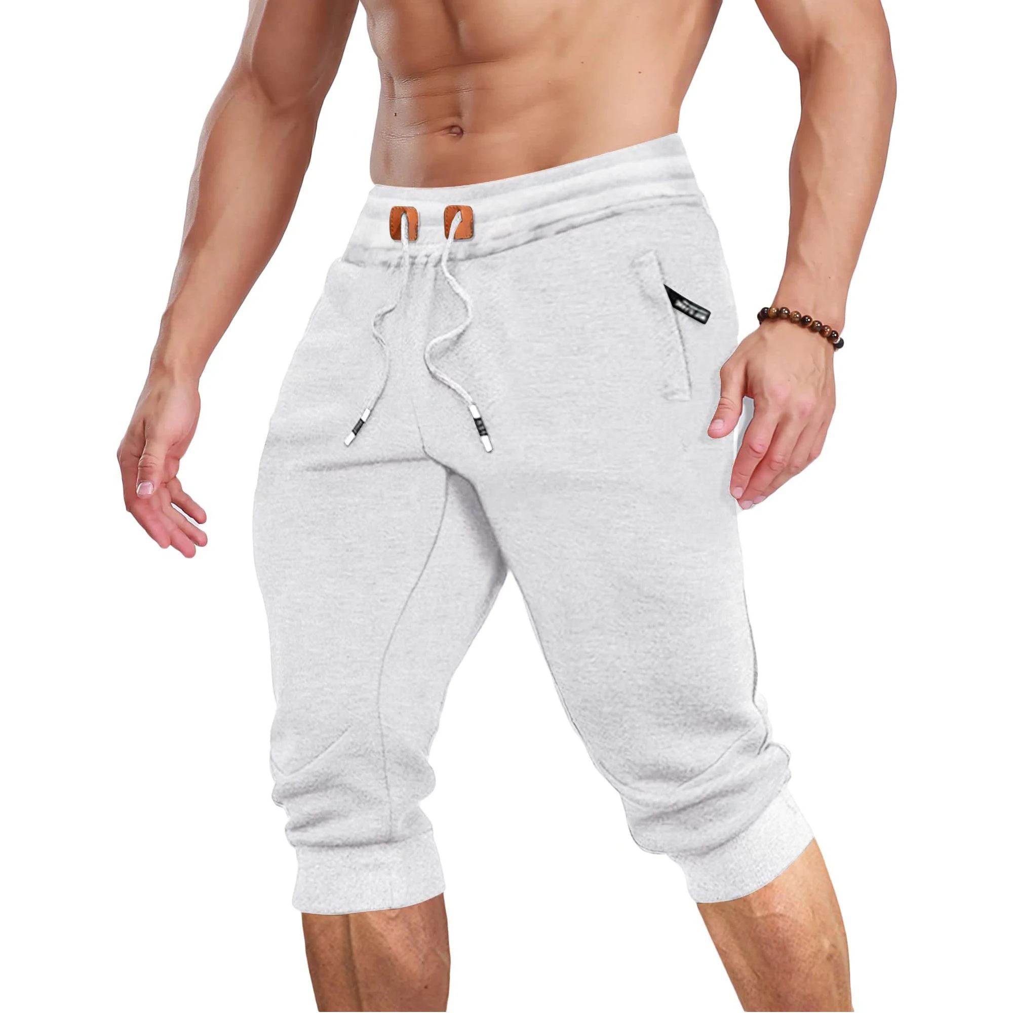 MAGCOMSEN Men's Summer Joggers Below Knee Sweatpants Training Fitness Gyms Pants Zip Pocket Drawstring Elastic Waist Track Pants sport jogging trousers fleece sweatpants