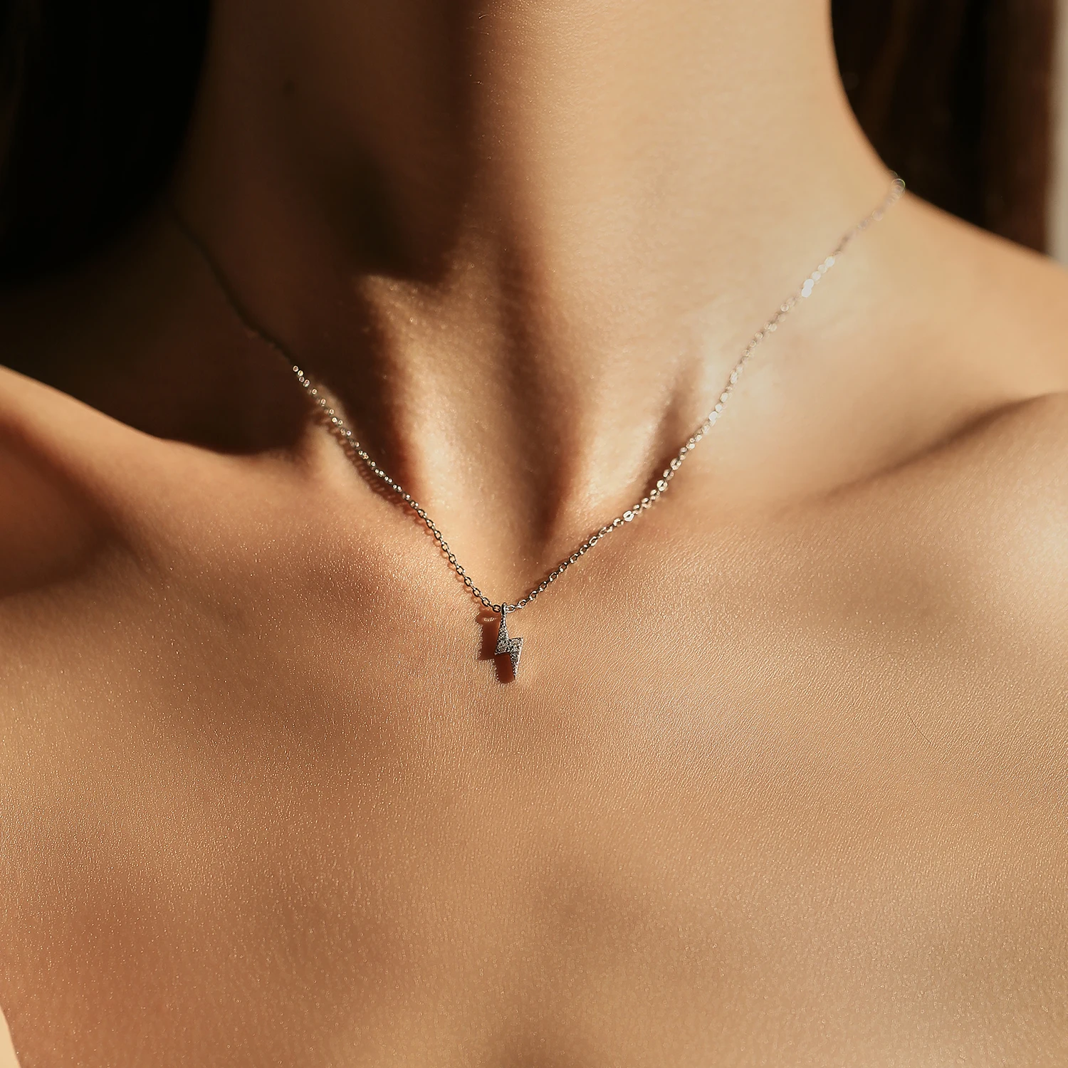 Collana Con Ciondolo Fulmine Argento E Oro - Zircone Cubico - Gioielli Moda Uomo - 24 Pollici - Nuova Con Etichette