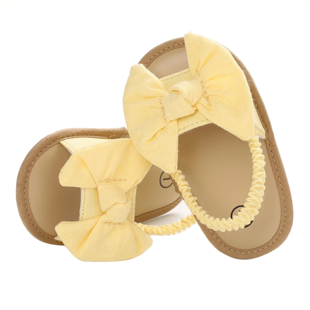 VISgogo Baby Girls Bowknot Sandals Anti-slip Soft Sole Prewalker Summer Princess Crib Shoes Solid Color Flat Clogs Sandals kids sandals,baby sandals