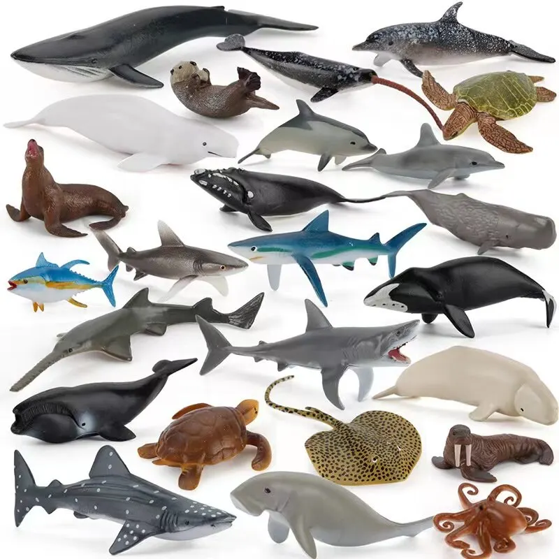 12 Hand-painted Dinosaur Marine Animal Science and Education Model Toys for CHILDREN'S Teaching Aids Recognition Knowledge Objec