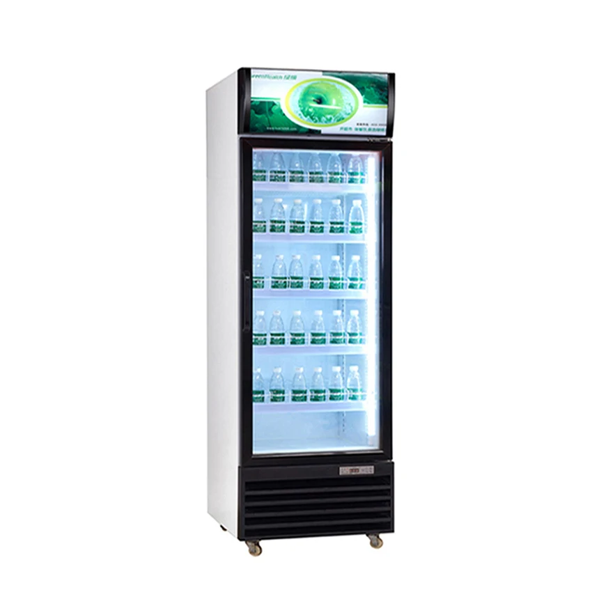 Store Supermarket Upright Beverage Cold Drink Commercial Fridge Display Single Glass Door Refrigerator