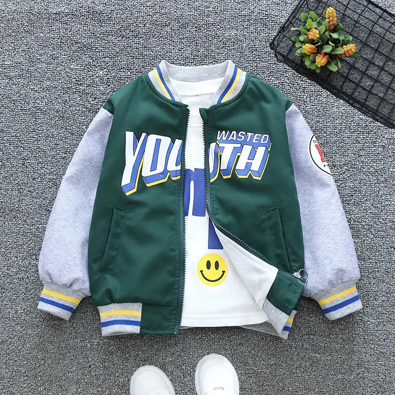 Letter Hooded Jackets Girls Boys Spring Autumn Sports Coats 2-12 Years Children Cartoon Outerwear Kids Casual Clothes