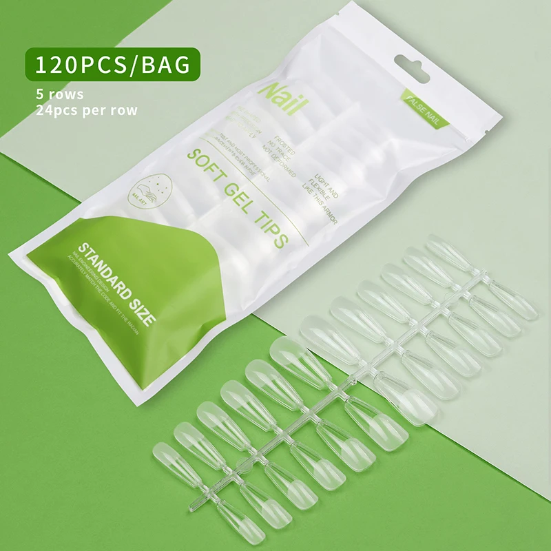 Ballet False Nail 120pcs/bag Fully Transparent Acrylic Nails Set Press on Tips Mixed Size Faux Ongles Fantaisie