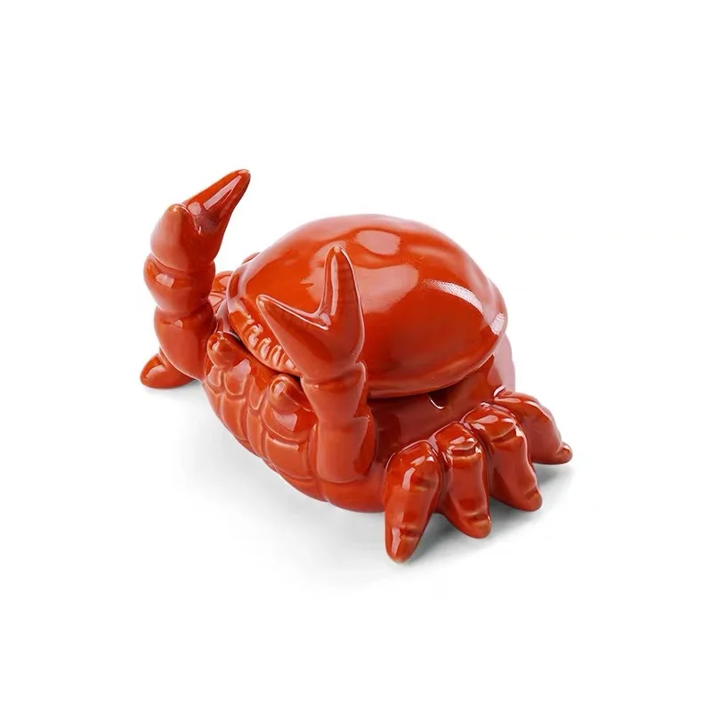 Cute Crab Ashtray Living Room with Lid Anti Fly Ash Ceramic Cigar Ashtray Decoration Chinese Home Decoration Art Friend Gift