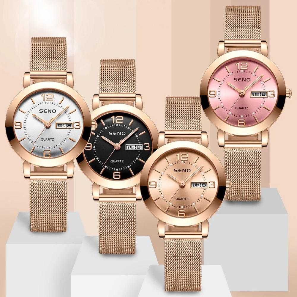 Seno Watches for Women Waterproof Calendar Stainless Steel Ladies