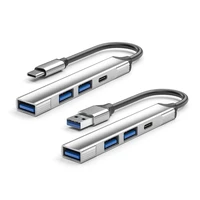 4 Ports Aluminum Alloy USB Hub with 2USB2.0 1USB3.0 TypeC Adapter Supports Type C and USB Devices 1