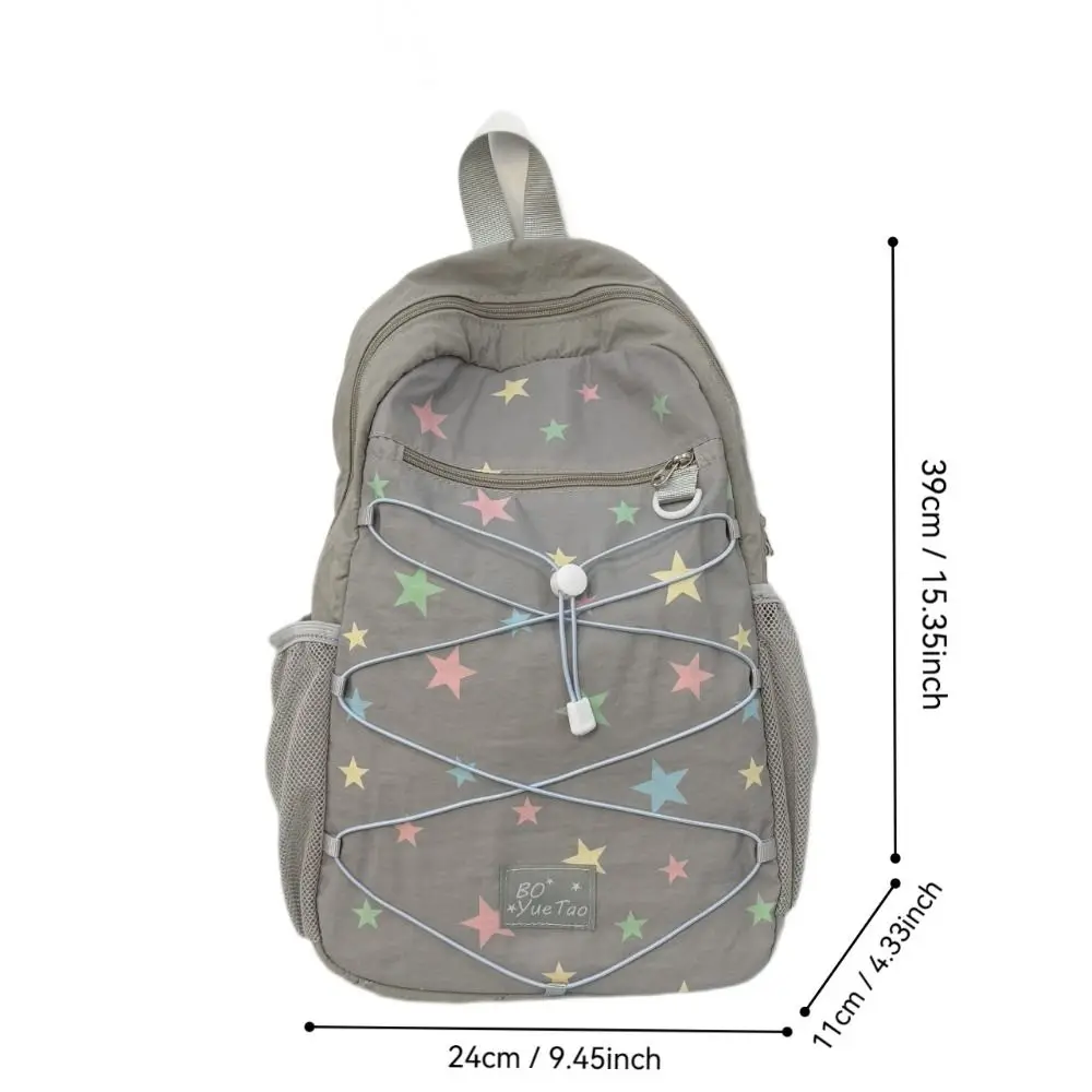 Trendy Nylon Outdoor Backpack Large Capacity Star Print School Bag Wear-resistant Korean Style Women's Backpack Adults 6