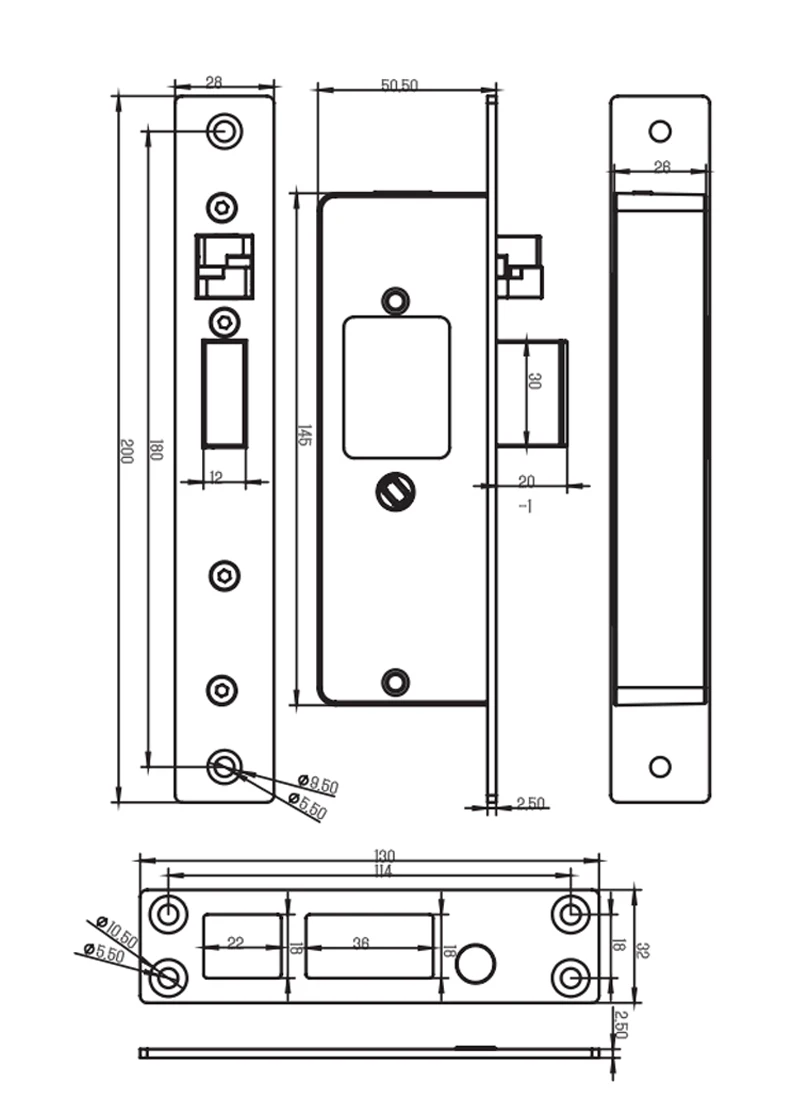 DC 12V-24V Electronic Concealed Lock Mute Motor Rim Bolt With Magnetic Door Cont