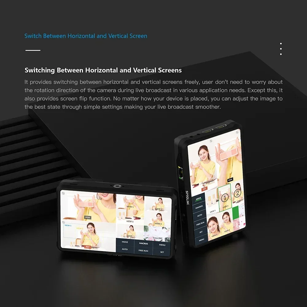 Sprolink MC-4K Pro Lite 4K HD VIRTUAL MULTI-CAM SWITCHER 5.5 Inch 1080P Touch Screen Support Multi Virtual Cameras Movement