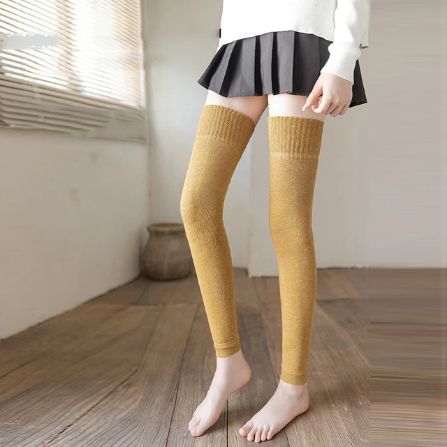 Winter Knitted Warm Leggings Solid Knee High Socks Knitted Foot Cover  Crochet Long Tube Over Knee Socks Leg Warmers - AliExpress