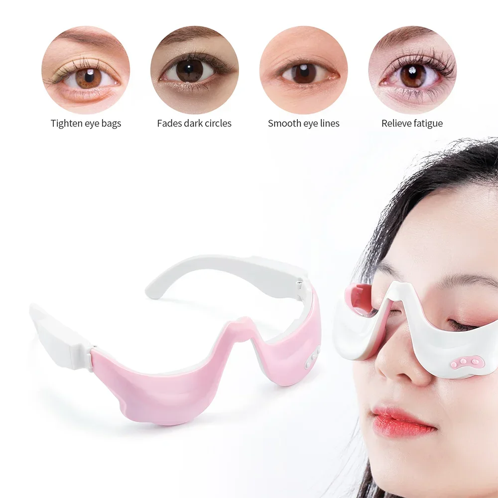 3D EMS Micro Current Pulse Eye Massager Hot Compress Fading Eye Dark Circles Eye Skin Tightening Anti Aging Eye Care Beauty Tool