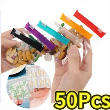 10-50PCS Mini Pill Dispenser Bags Protable Travel Jewel Pouch with Sliding Zipper Self-sealing Waterproof Storage Organization 1