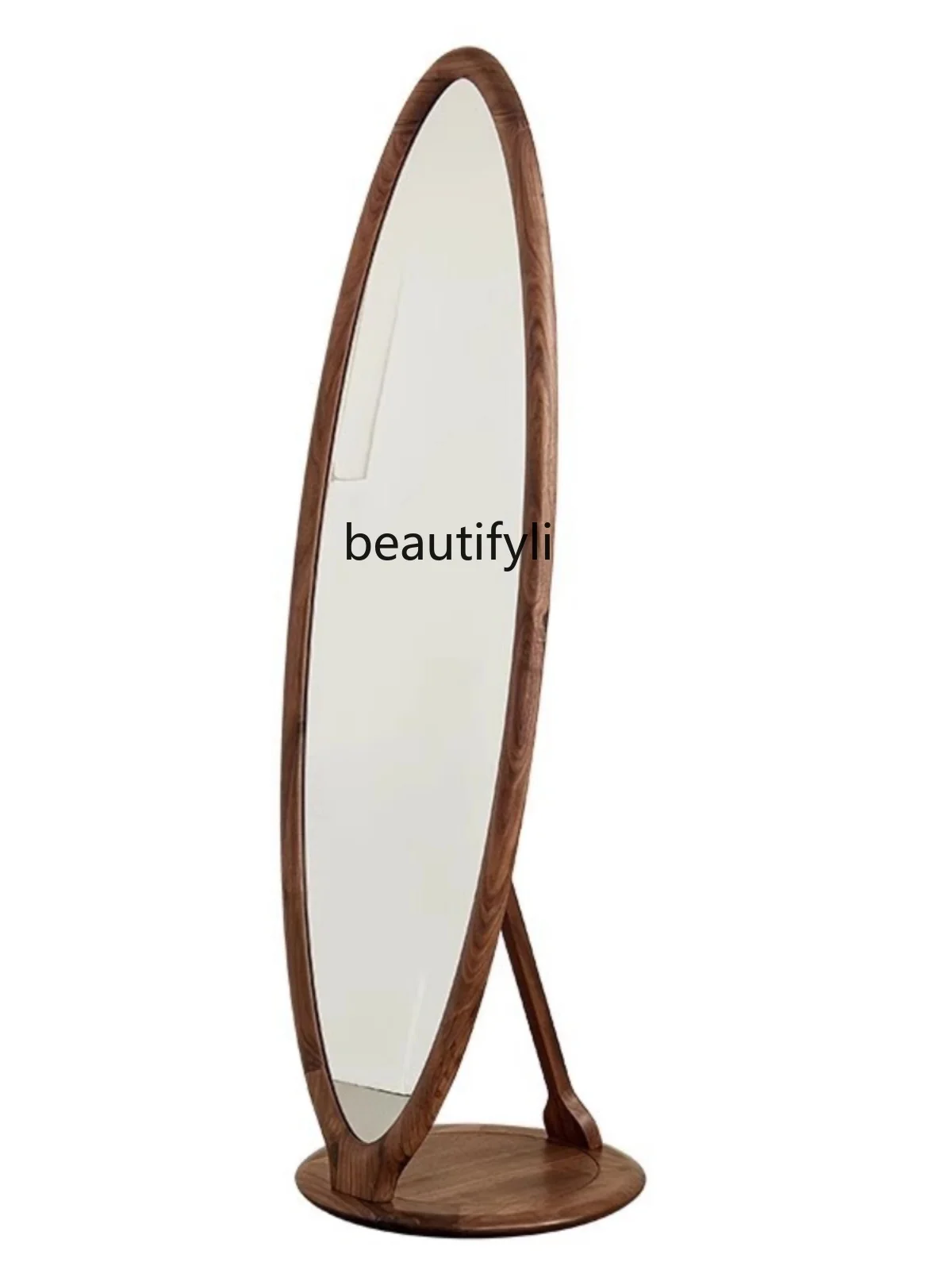 

Black Walnut Solid Wood Dressing Mirror Floor Mirror Home New Chinese Style Mirror Cabinet Multi-Functional Rotatable