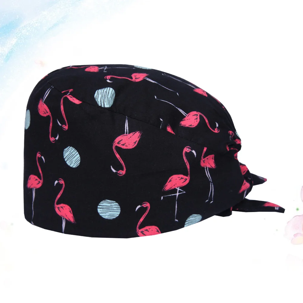 

Chic Flamingo Pattern Hat Practical Operating Room Hat Cotton Dust-proof Doctor Nurse Working for Adults