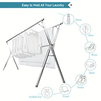 X-Shape Foldable Stainless Steel Drying Rack,Indoor Outdoor Universal Clothes Rack,Drying Clothes and Quilts,Storage Organizer 2