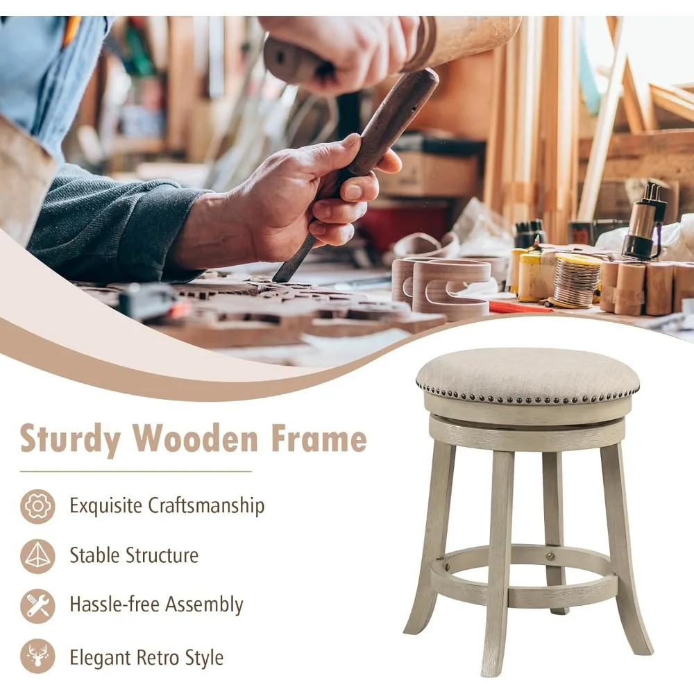 Set of 4 360° Swivel Backless Bar Stools, 24" Height 5