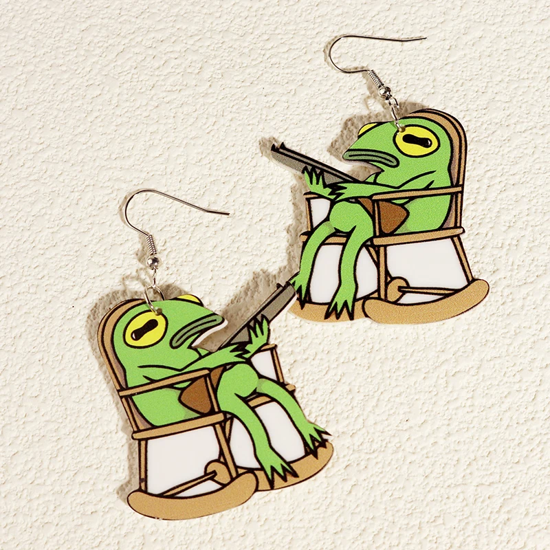 Animal earrings Earrings Women Girls Hip Hop Cute Exaggeration Special Creativity Jewelry Cartoon Animal Alien Frog Duck Goose Cat