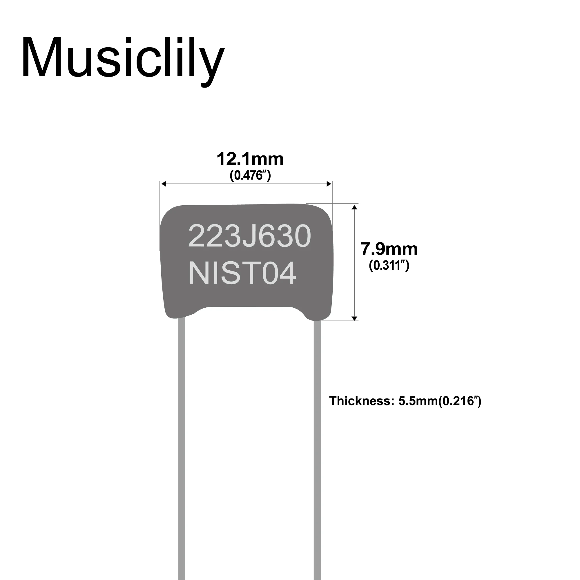 Musiclily Pro NISSEI Japan Orange MPE CBB 금속화 폴리프로필렌 필름 커패시터 .022uF/.033uF/.047uF/.068uF 5% 허용오차