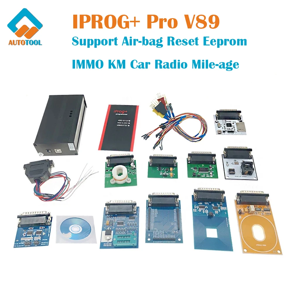 

IPROG+ Pro V89 Full Set Ecu Key Programmer Support Air-bag Reset Eeprom IMMO KM Car Radio Mile-age Dashboard Diagnostic Tool